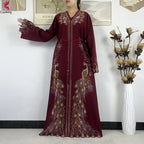 Elariah Diamond Chiffon Modest Abaya Dress – Elegant Long Sleeve Islamic Maxi Robe