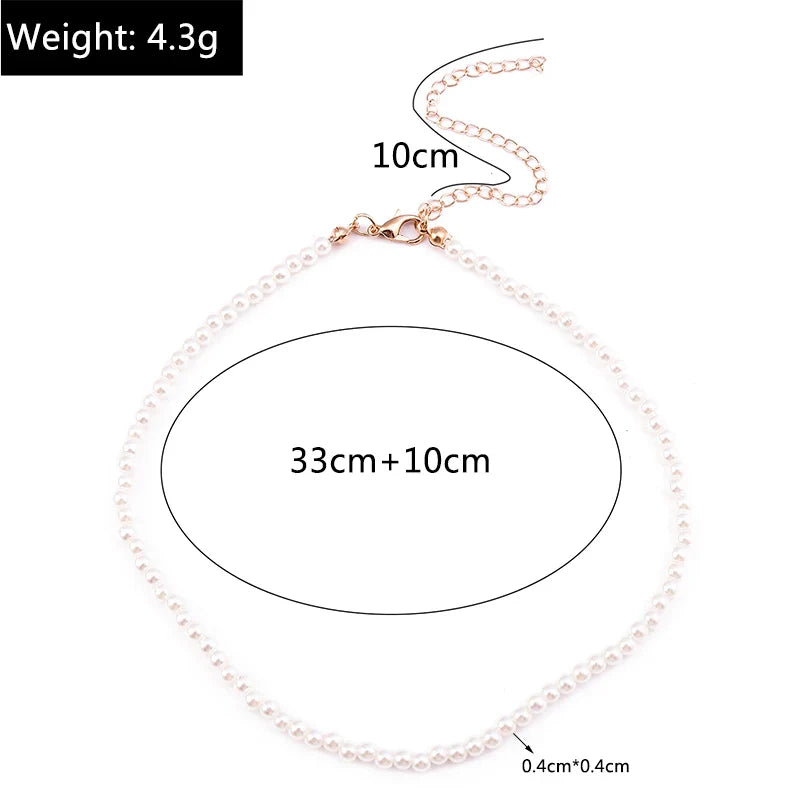 Classic Imitation Pearl Beaded Choker Necklace for Women – Elegant Bridal & Wedding Pearl Collar Necklace