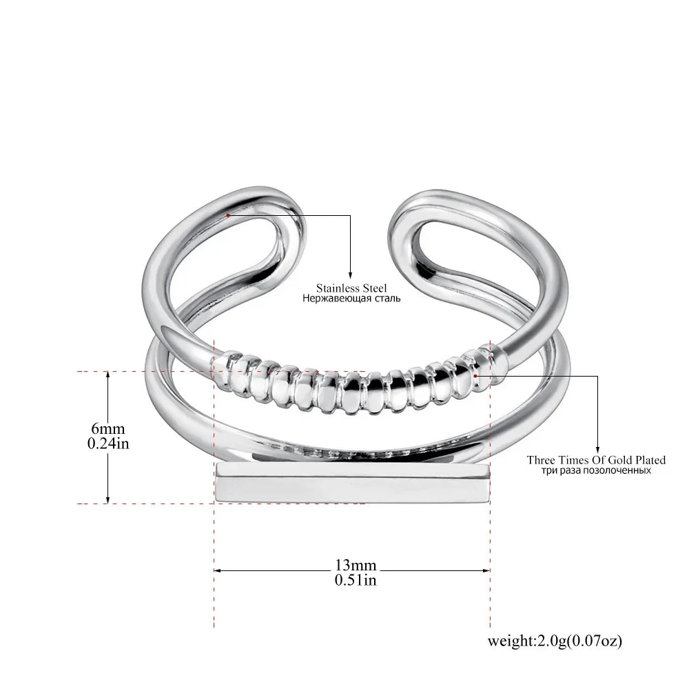JeeMango Double Circle Stainless Steel Ring for Women – 18K Gold Plated, Waterproof, Trendy Fashion Jewelry