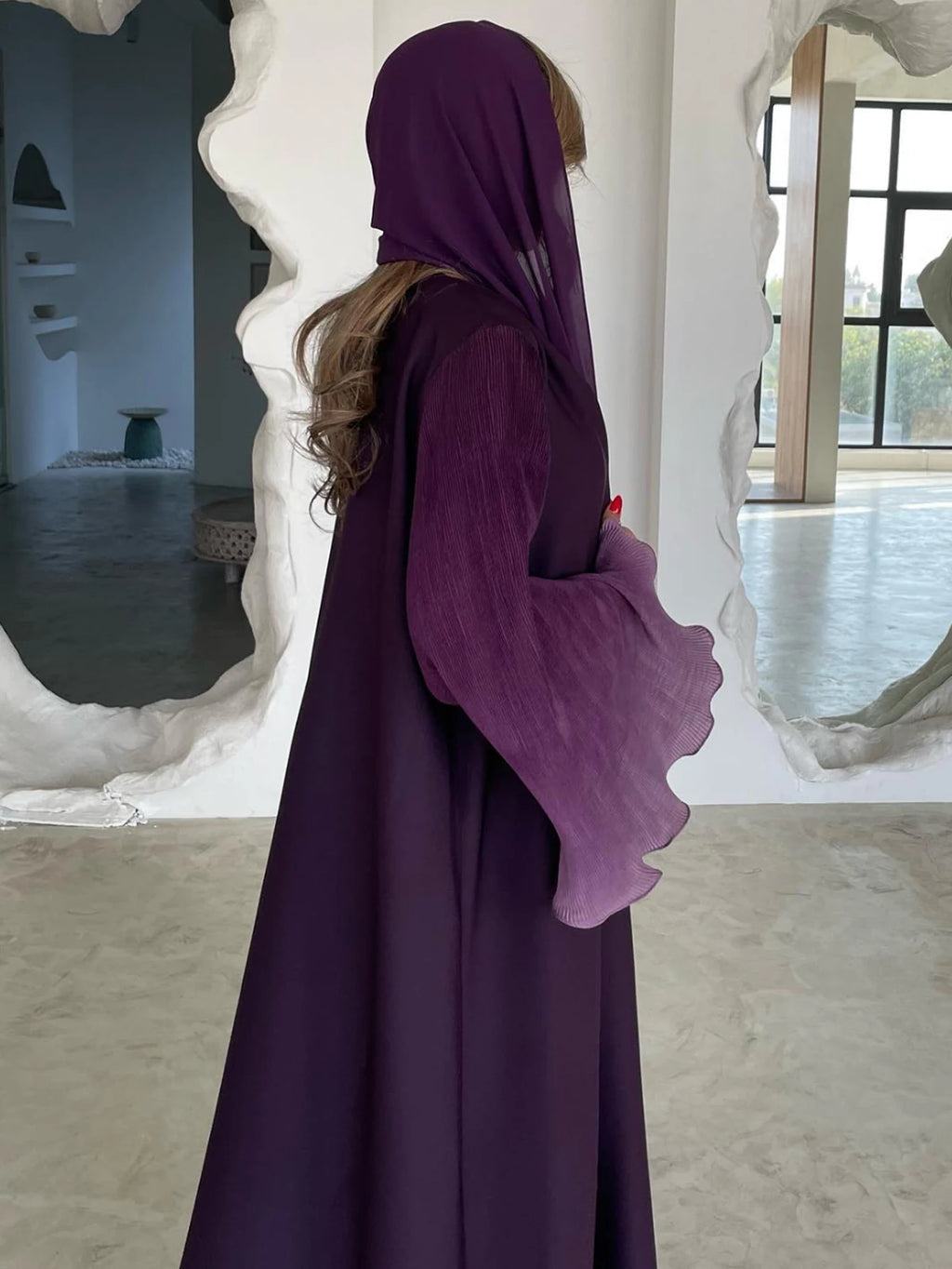 Abaya Elariah à manches évasées sans fermeture pour femme – Caftan maxi pudique, robe islamique ample à manches longues