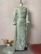 Elariah Silky Modest Satin-Feel Kaftan Maxi Dress for Women – Long Sleeve Muslim Abaya, Jalabiya, Casual & Occasion Wear