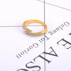 JeeMango Double Circle Stainless Steel Ring for Women – 18K Gold Plated, Waterproof, Trendy Fashion Jewelry
