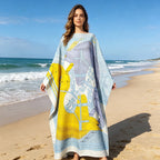Vestido Kaftan Abaya Elariah de Talla Grande con Estampado Africano para Mujer – Maxi Boubou de Seda Twill Modesto | Talla Única
