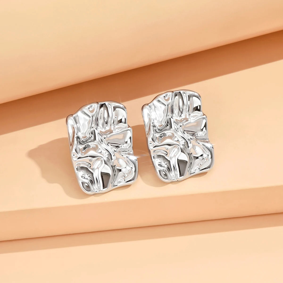 Elariah Geometric Irregular Acrylic Stud Earrings – Metallic Finish Minimalist Rhinestone Statement Earrings for Women