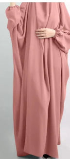 Elariah Women's Hooded Prayer Abaya with Long Khimar Hijab | Modest Islamic Prayer Garment | Loose Fit Nida Fabric