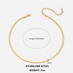 Classic Flat Snake Chain Choker Necklace – Stainless Steel Herringbone Design in Gold & Silver
