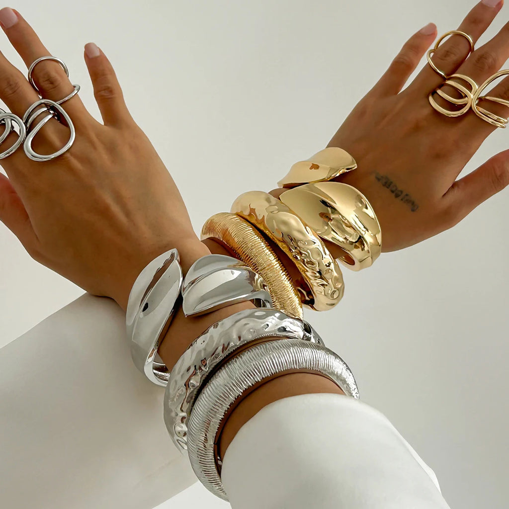 Elariah Chunky Wide Open Cuff Bracelet – Bold Geometric Metal Bangle for Women & Men | Gold or Silver Statement Jewellery