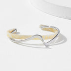 White Acrylic Geometric C-Shape Open Bangle Bracelet for Women – Minimalist Metal Cuff Bracelet, Modern Fashion Jewellery Gift