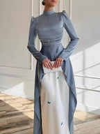 Elariah Embroidered Satin Modest Kaftan Dress – Elegant Muslim Abaya for Eid, Ramadan, Evening Party & Special Occasions