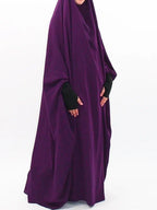 Elariah Women's Hooded Prayer Abaya with Long Khimar Hijab | Modest Islamic Prayer Garment | Loose Fit Nida Fabric