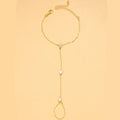 Bohemian Crystal Rhombus Bracelet with Finger Chain – Elegant Party Jewelry for Women
