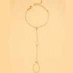 Bohemian Crystal Rhombus Bracelet with Finger Chain – Elegant Party Jewelry for Women