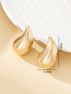 Pendientes de gota voluminosos estilo vintage con forma de cúpula – Pendientes llamativos de acero inoxidable dorado para mujer