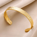 Brazalete Abierto Irregular Dorado Vintage - Pulsera de Acero Inoxidable para Mujer y Hombre