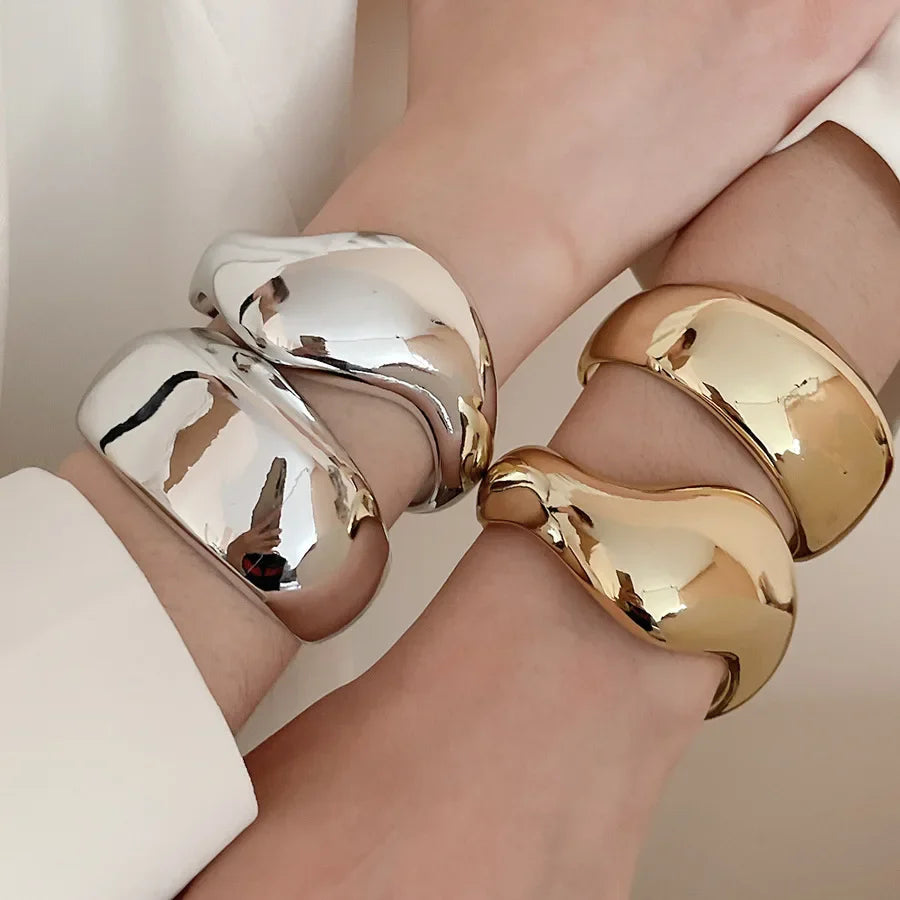 Irregular Geometric Twisted Cuff Bangle – Vintage Statement Bracelet for Women