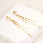 Gold Bling Tassel Statement Earrings – Elegant Long Drop Design for Women