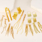 Gold Bling Tassel Statement Earrings – Elegant Long Drop Design for Women
