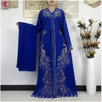 Elariah Diamond Chiffon Modest Abaya Dress – Elegant Long Sleeve Islamic Maxi Robe