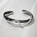 White Acrylic Geometric C-Shape Open Bangle Bracelet for Women – Minimalist Metal Cuff Bracelet, Modern Fashion Jewellery Gift