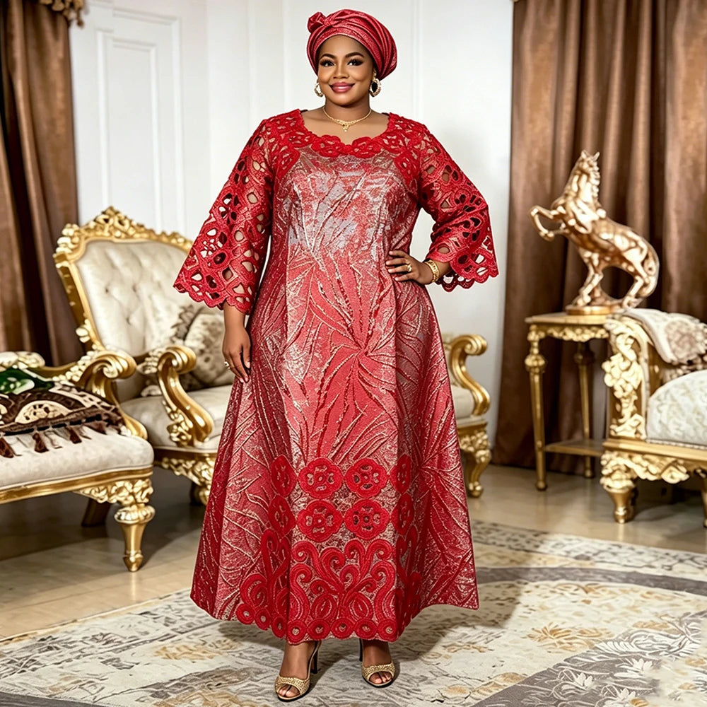 Elariah Women's African Dashiki Kaftan Maxi Dress – Traditional Bazin Style Modest Abaya Robe