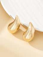 Pendientes de gota voluminosos estilo vintage con forma de cúpula – Pendientes llamativos de acero inoxidable dorado para mujer