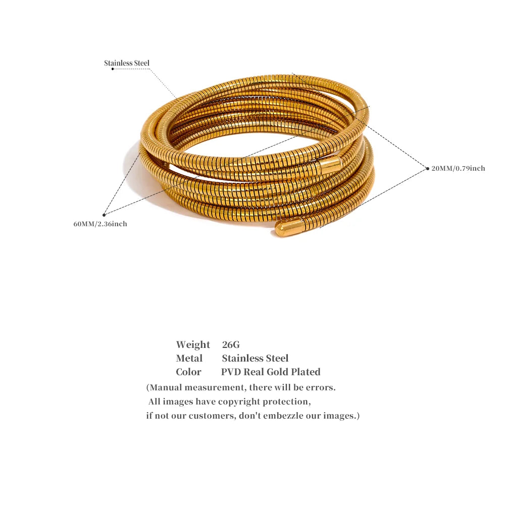 Elariah 18K Gold Plated Stainless Steel Multi-Layer Wrap Cuff Bangle – Waterproof Stackable Open Bracelet