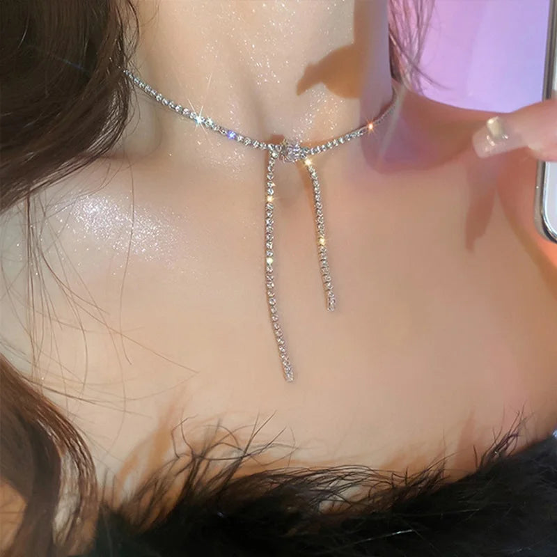 Luxury Shiny Zircon Square Choker Necklace for Women – Exquisite Crystal Jewelry Gift for Weddings, Parties & Daily Wear