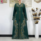 Elariah Diamond Chiffon Modest Abaya Dress – Elegant Long Sleeve Islamic Maxi Robe