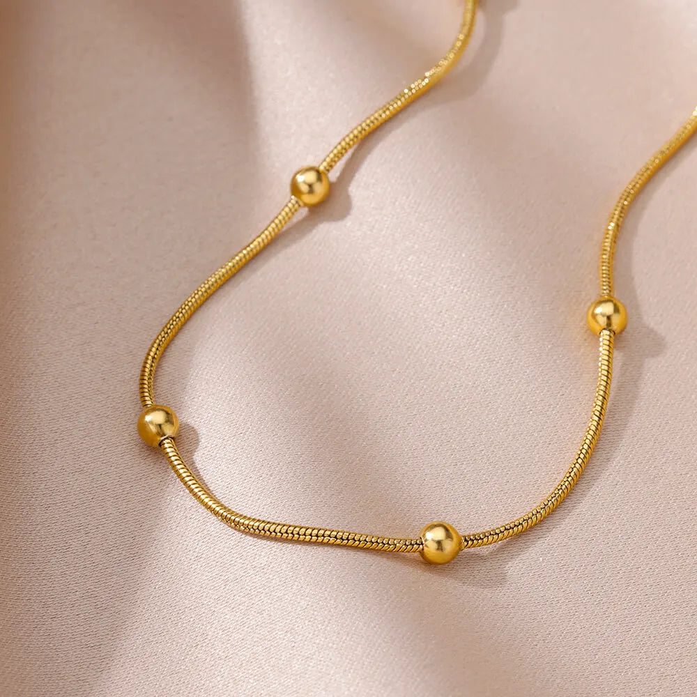 Elariah Tobillera de Acero Inoxidable Vintage con Cuentas para Mujer – Pulsera de Tobillo de Cadena Geométrica Ajustable para la Playa