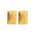 18K Gold Plated Stainless Steel Multilayer Circle Knot Drop Earrings for Women – Textured Statement Round Earrings