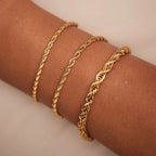 Twisted Rope Chain Bracelet for Women – Stainless Steel Gold or Silver Minimalist Bracelet (2mm / 3mm / 4mm / 5mm)