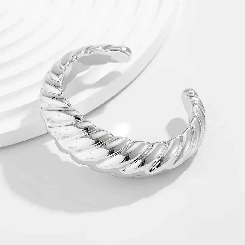 Irregular Geometric Cuff Bangle Bracelet for Women – Bold Statement Fashion Bracelet, Trendy Open Cuff Jewelry