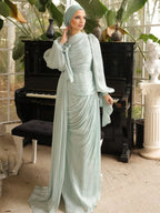 Elariah Silky Modest Satin-Feel Kaftan Maxi Dress for Women – Long Sleeve Muslim Abaya, Jalabiya, Casual & Occasion Wear