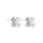 18K Gold Plated Stainless Steel Multilayer Circle Knot Drop Earrings for Women – Textured Statement Round Earrings