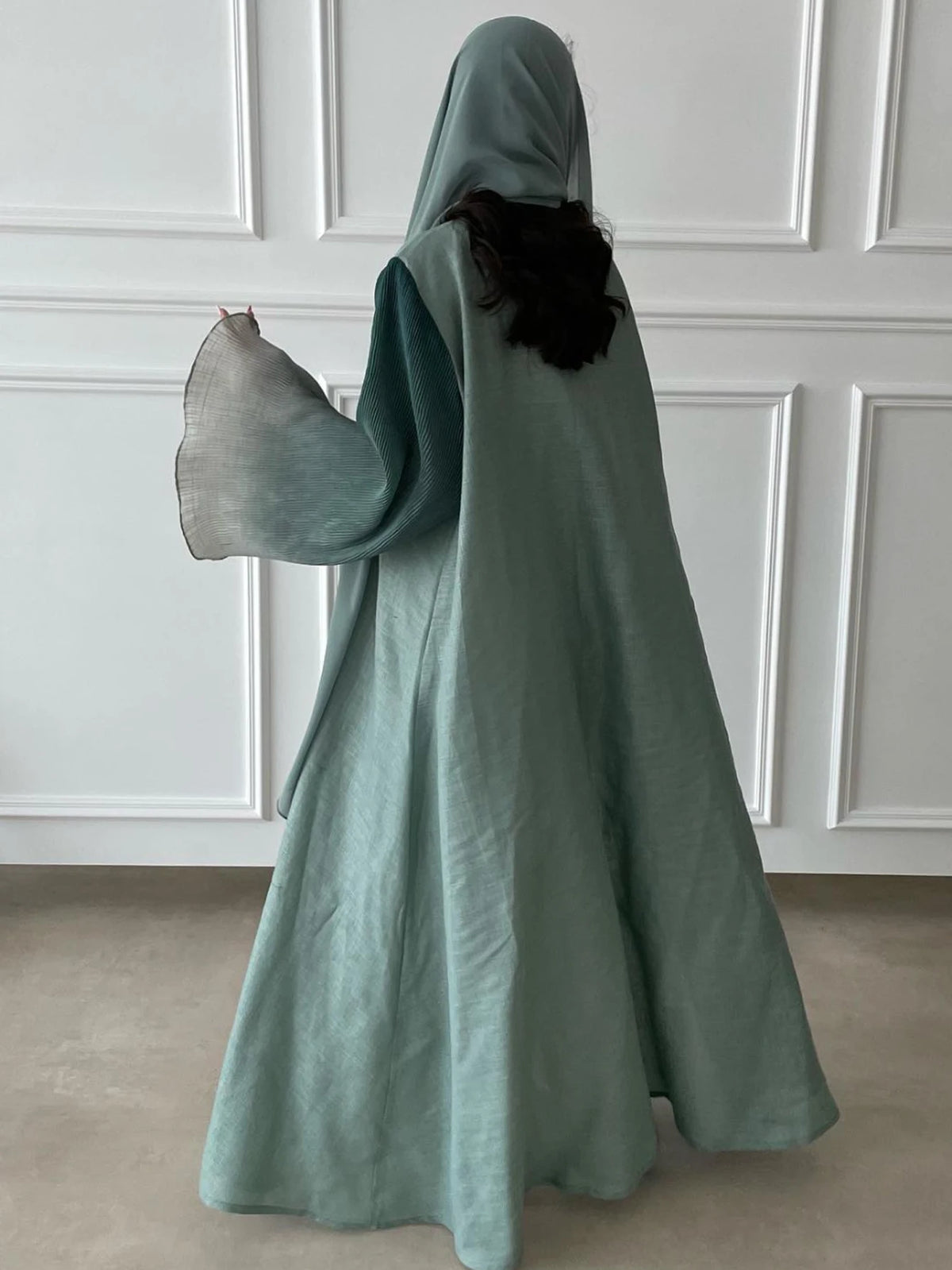 Abaya Elariah à manches évasées sans fermeture pour femme – Caftan maxi pudique, robe islamique ample à manches longues