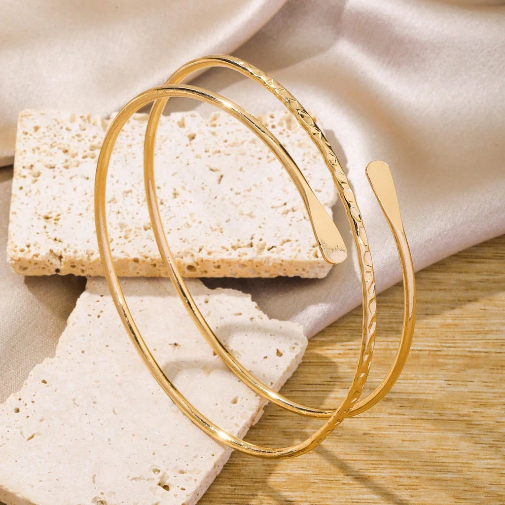 Juego de 6 pulseras brazalete de brazo ajustables Elariah – Brazaletes geométricos dorados o plateados para mujer