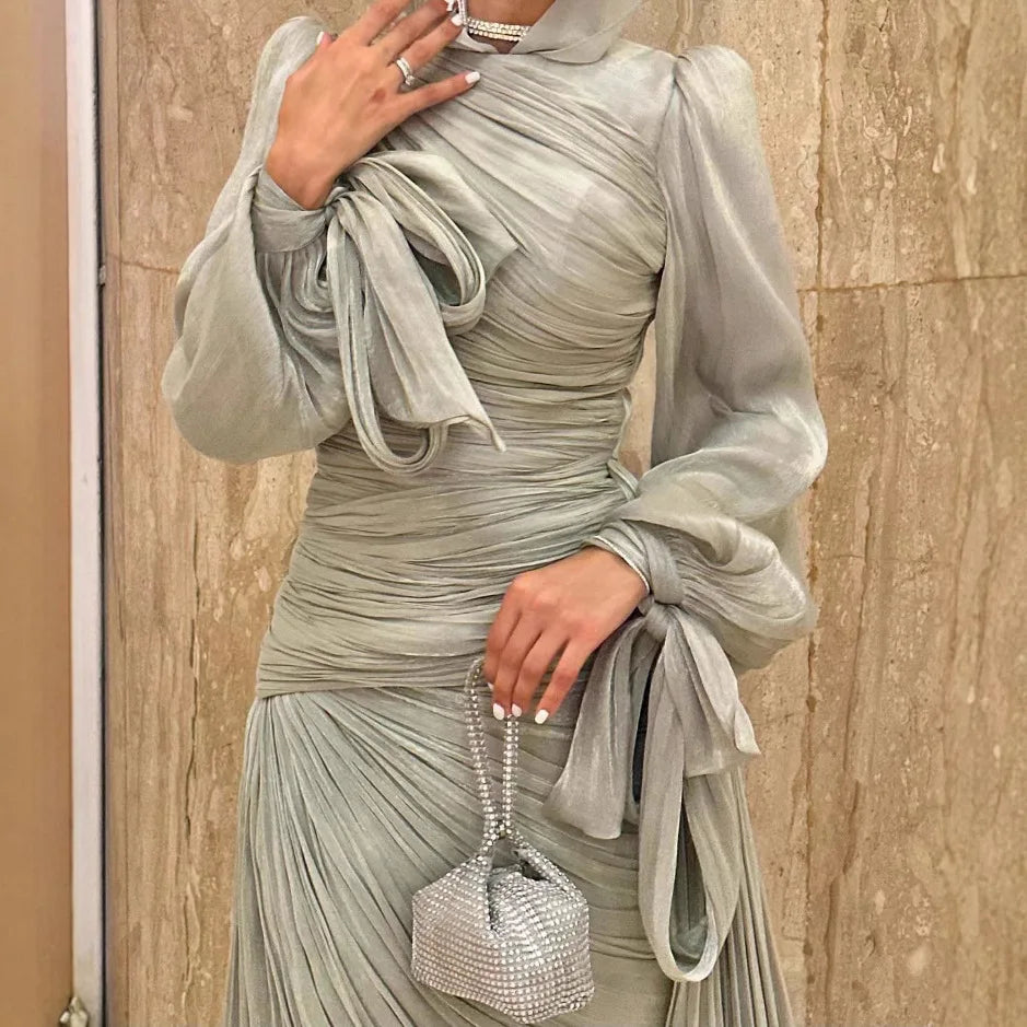 Elariah Silky Modest Satin-Feel Kaftan Maxi Dress for Women – Long Sleeve Muslim Abaya, Jalabiya, Casual & Occasion Wear