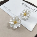 Elariah White Acrylic Flower Stud Earrings – Irregular Floral Petal Earrings for Women | Lightweight Boho Statement Jewellery