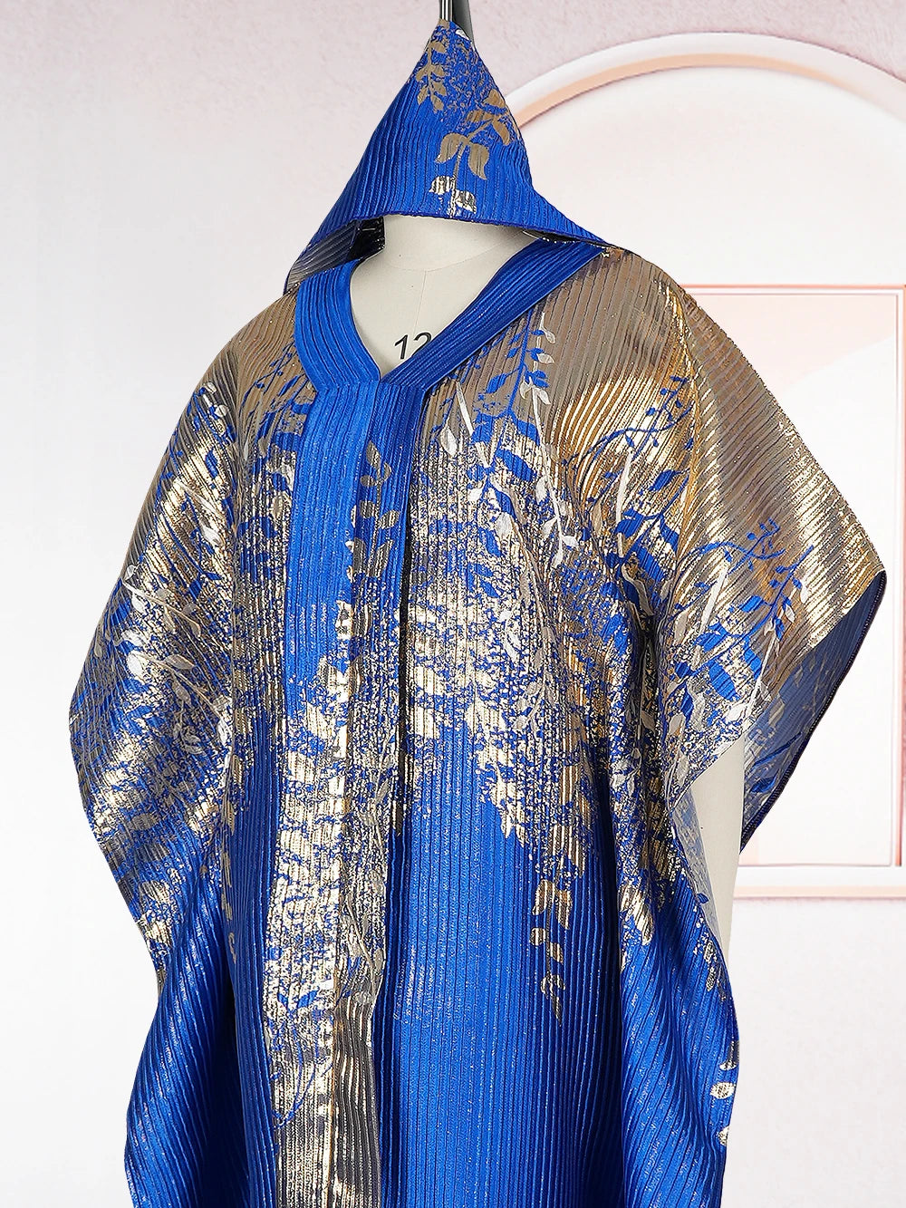 Elariah Women's African Dashiki Kaftan Maxi Dress with Headscarf – Traditional Ankara Print Modest Boubou Abaya Robe