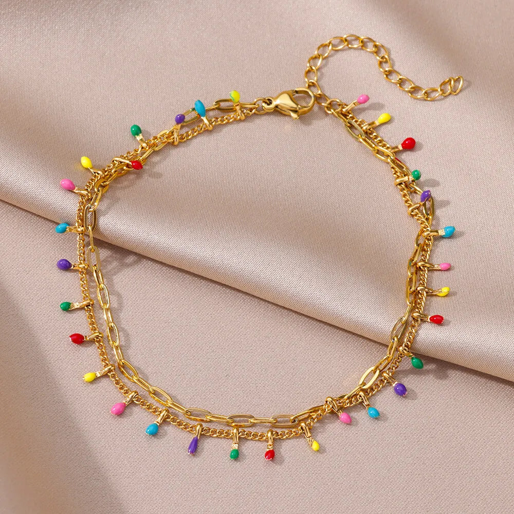 Elariah 18K Gold-Plated Stainless Steel Pearl Anklet for Women – Classic Imitation Pearl Beach Ankle Bracelet