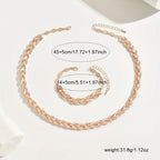 Elariah Rose Gold Plated Twisted Necklace & Bracelet Jewelry Set with Crystal Glass Accents – Elegant Party Gift for Women