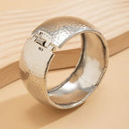 Elariah Bold Irregular Gold Wide Cuff Bangle – Statement Glossy Geometric Bracelet (6cm)