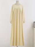 Elariah Lujoso Vestido Abaya Modesto para Mujer – Vestido Maxi Kaftan Islámico de Manga Larga de Color Sólido para Ramadán, Eid y Uso Diario