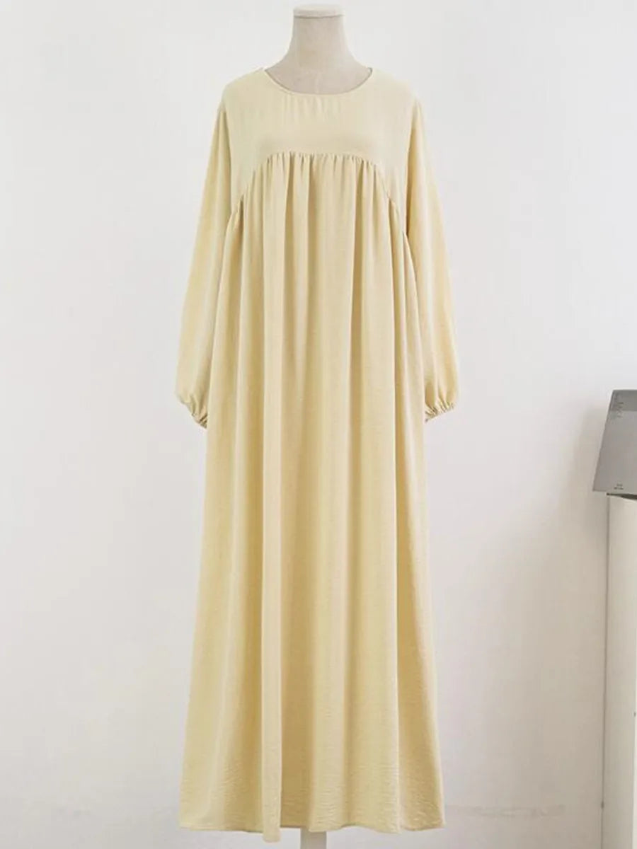 Elariah Luxury Modest Abaya Dress for Women – Solid Colour Long Sleeve Islamic Kaftan Maxi Dress for Ramadan, Eid & Everyday Wear