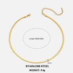Classic Flat Snake Chain Choker Necklace – Stainless Steel Herringbone Design in Gold & Silver