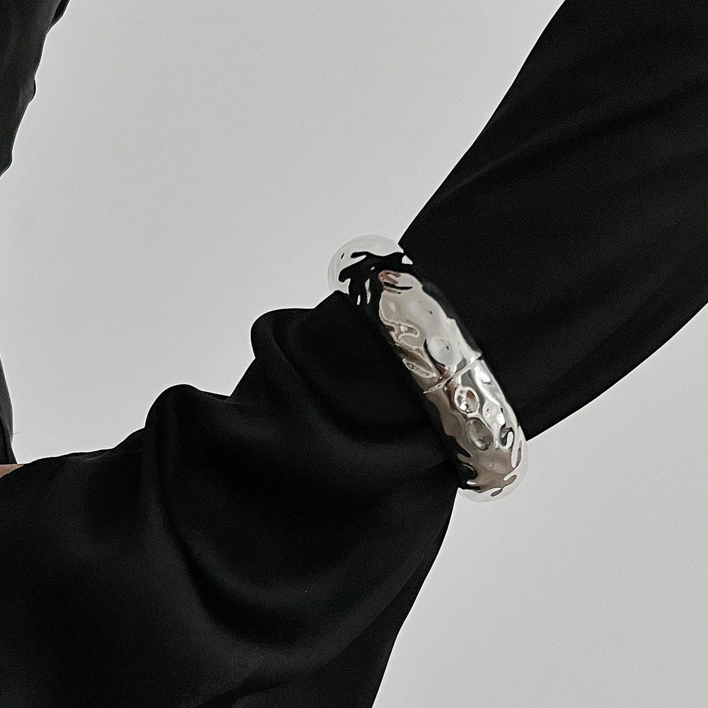 Elariah Chunky Wide Open Cuff Bracelet – Bold Geometric Metal Bangle for Women & Men | Gold or Silver Statement Jewellery