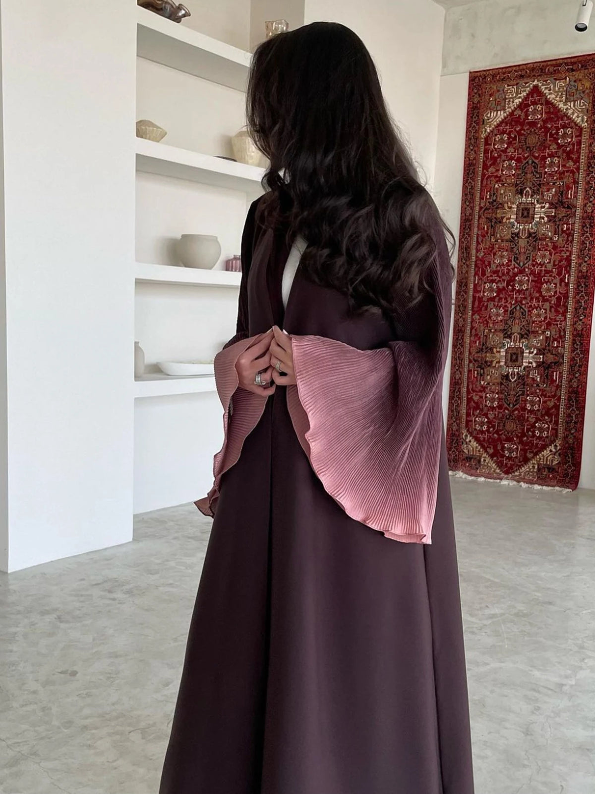 Elariah Open Front Flare Sleeve Abaya for Women – Modest Maxi Kaftan, Loose Fit Long Sleeve Islamic Dress