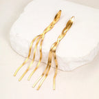 Gold Bling Tassel Statement Earrings – Elegant Long Drop Design for Women