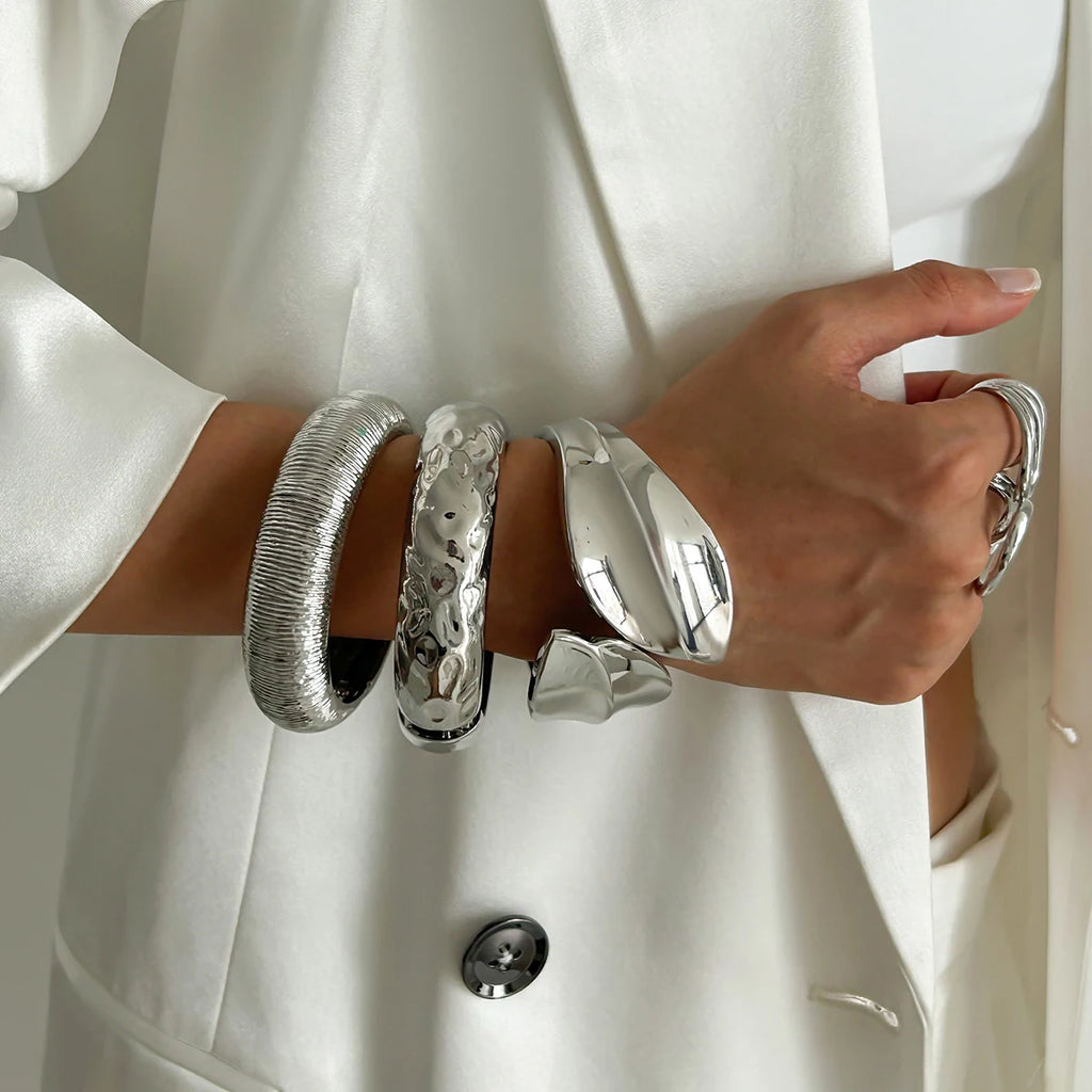 Elariah Chunky Wide Open Cuff Bracelet – Bold Geometric Metal Bangle for Women & Men | Gold or Silver Statement Jewellery