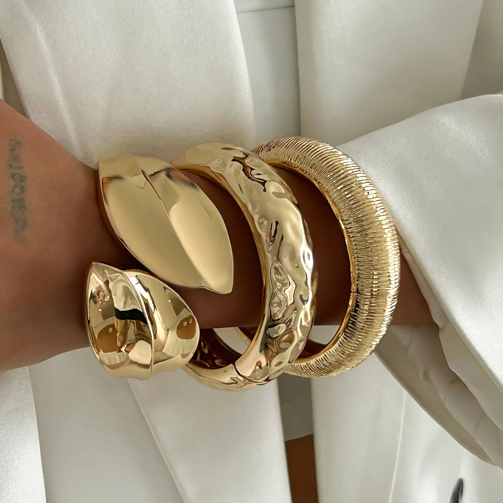 Elariah Chunky Wide Open Cuff Bracelet – Bold Geometric Metal Bangle for Women & Men | Gold or Silver Statement Jewellery